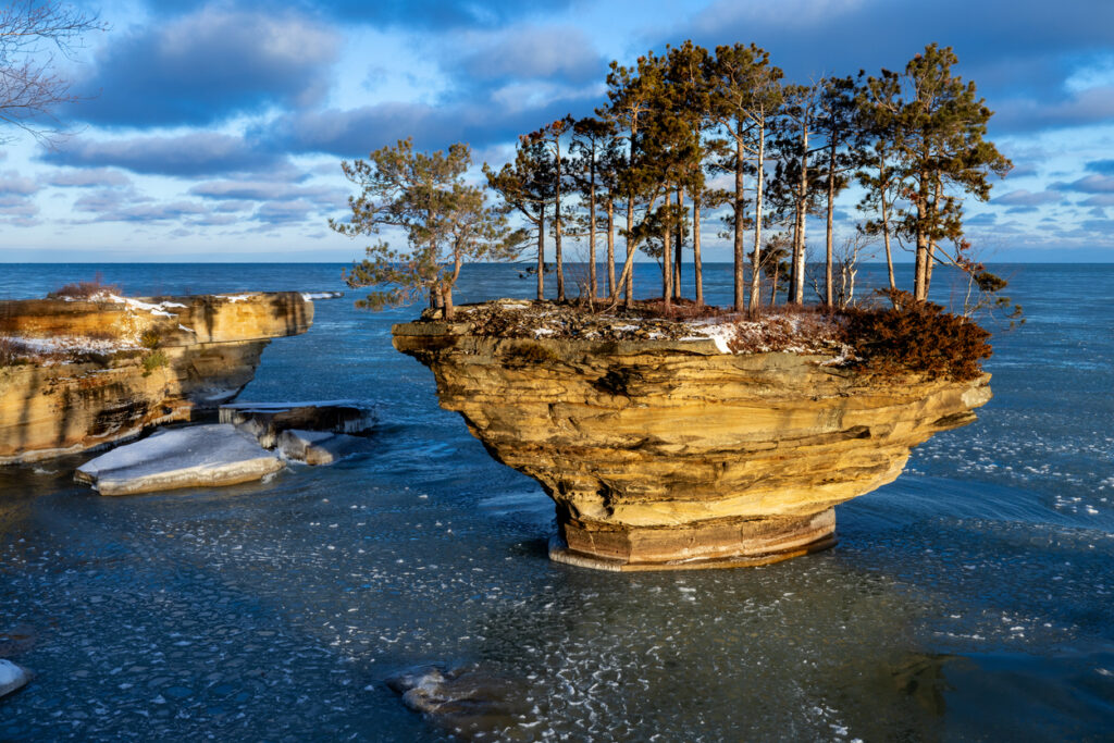 Turnip Rock formation in Lake Huron in Port Austin, Michigan.