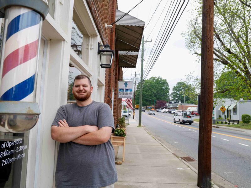 Bryan Sanders, a barber at the Mt Pleasant Barber Shop in Mount Pleasant, N.C.
