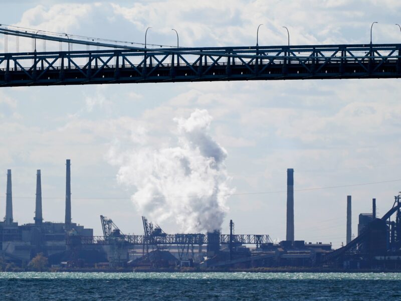 Industrialized Zug Island seen from the Detroit River.