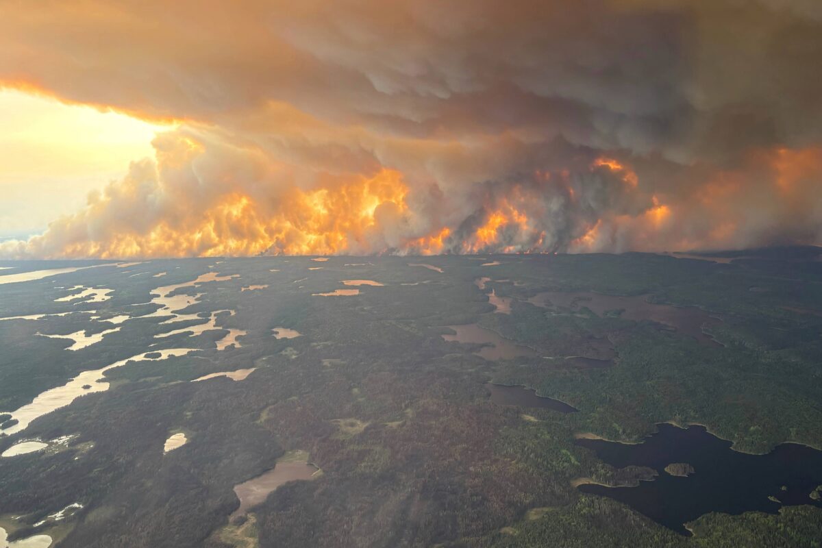 Aerial view of Manitoba wildfires