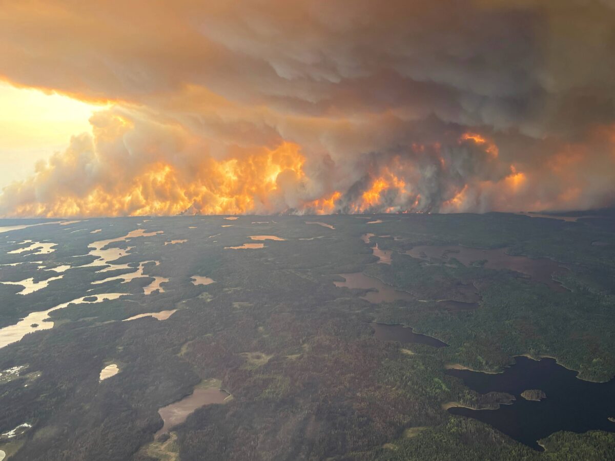 Aerial view of Manitoba wildfires