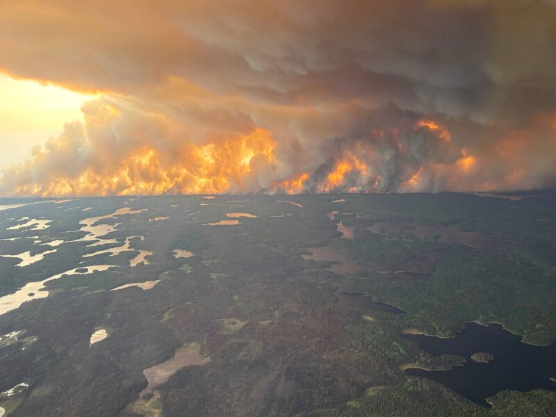 Aerial view of Manitoba wildfires