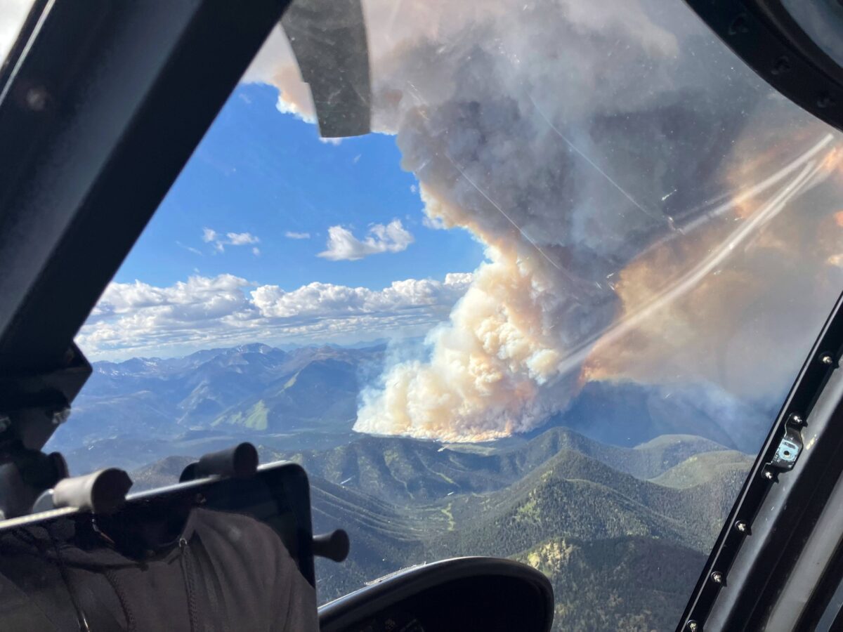 A wildfire burning in British Columbia
