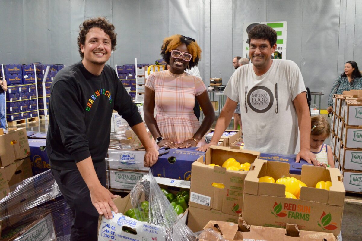 Sharing Excess CEO Evan Ehler, left, GenesisHOPE director of community health and wellness Selena Asberry-Goss, and Chad Techner, founder and CEO of Metro Food Rescue.