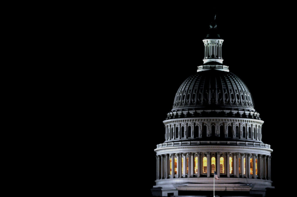 U.S. Capitol dome at night