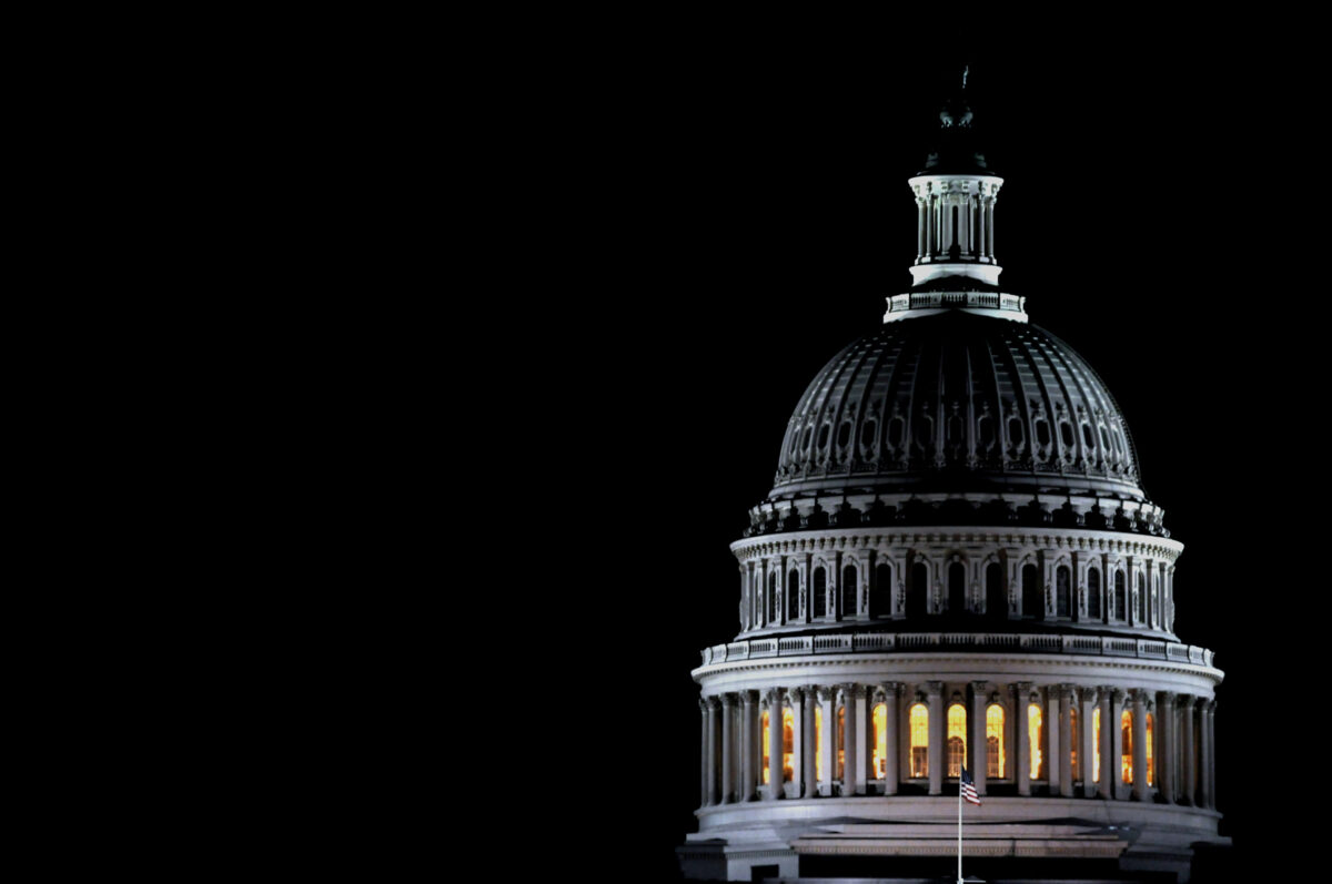 U.S. Capitol dome at night