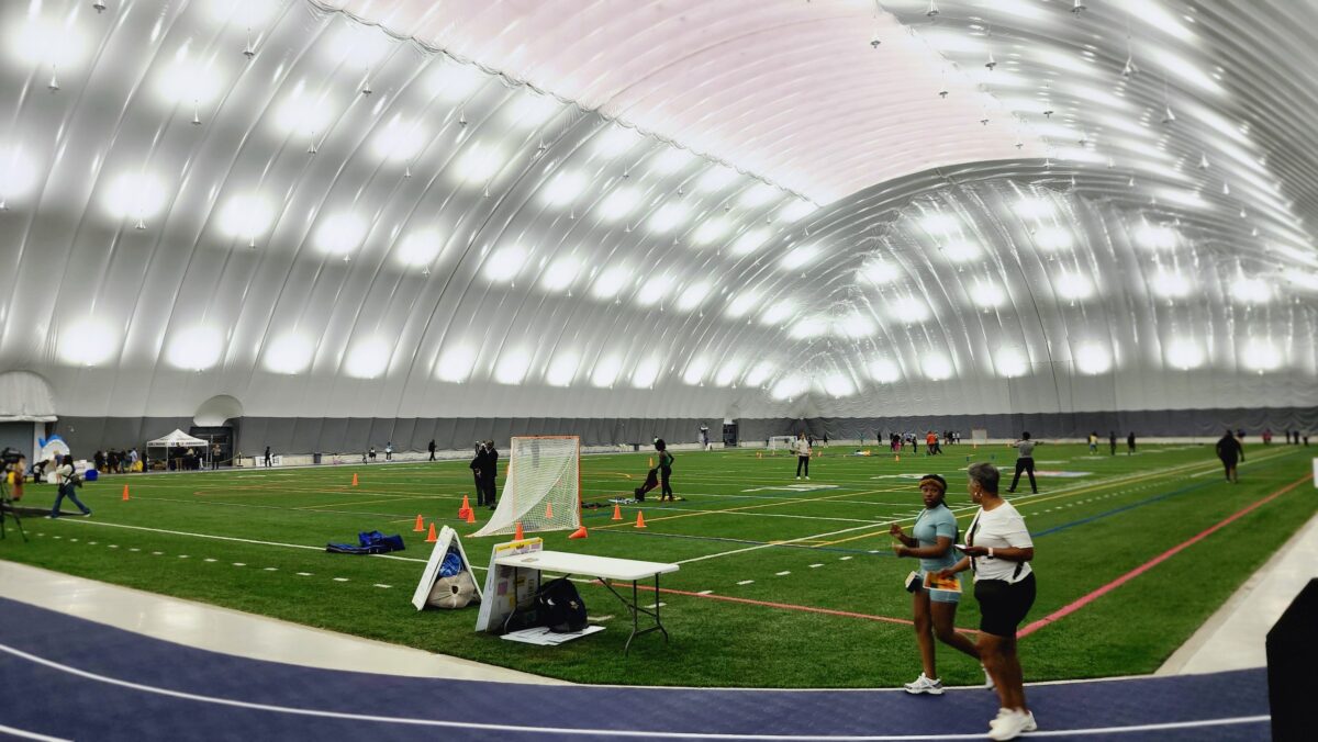 Interior view of the Chandler Park Fieldhouse indoor recreation facility on Detroit's east side.