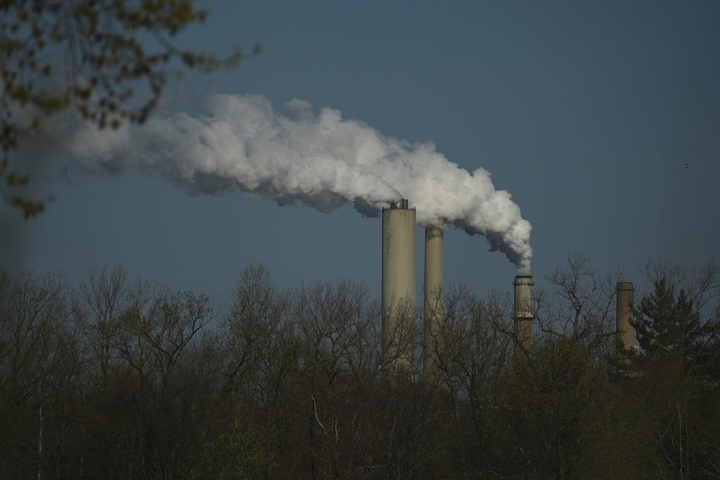 Smokestacks at the Gibson Power Plant in Princeton, Indiana.