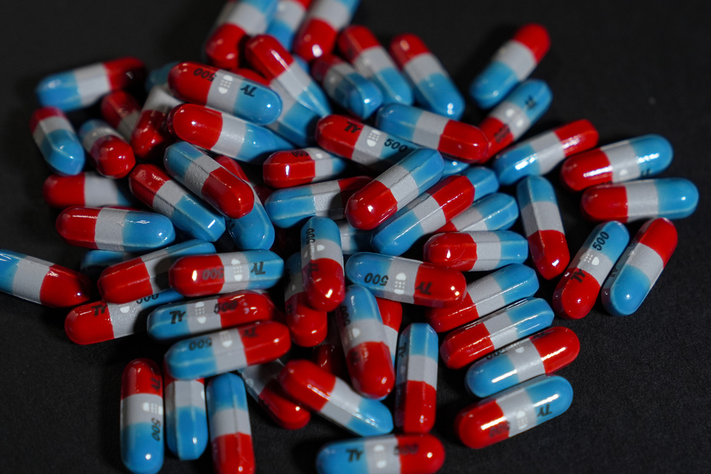 Red, white and blue Tylenol pills.