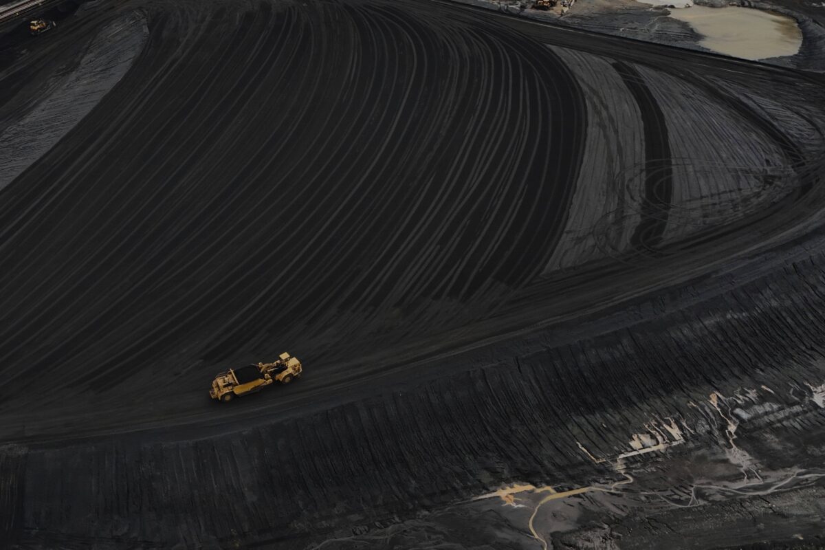 Heavy equipment moves through coal at the Gen. James Gavin Power Plant, a coal-fired power plant in Ohio.