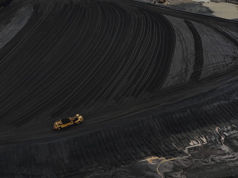 Heavy equipment moves through coal at the Gen. James Gavin Power Plant, a coal-fired power plant in Ohio.