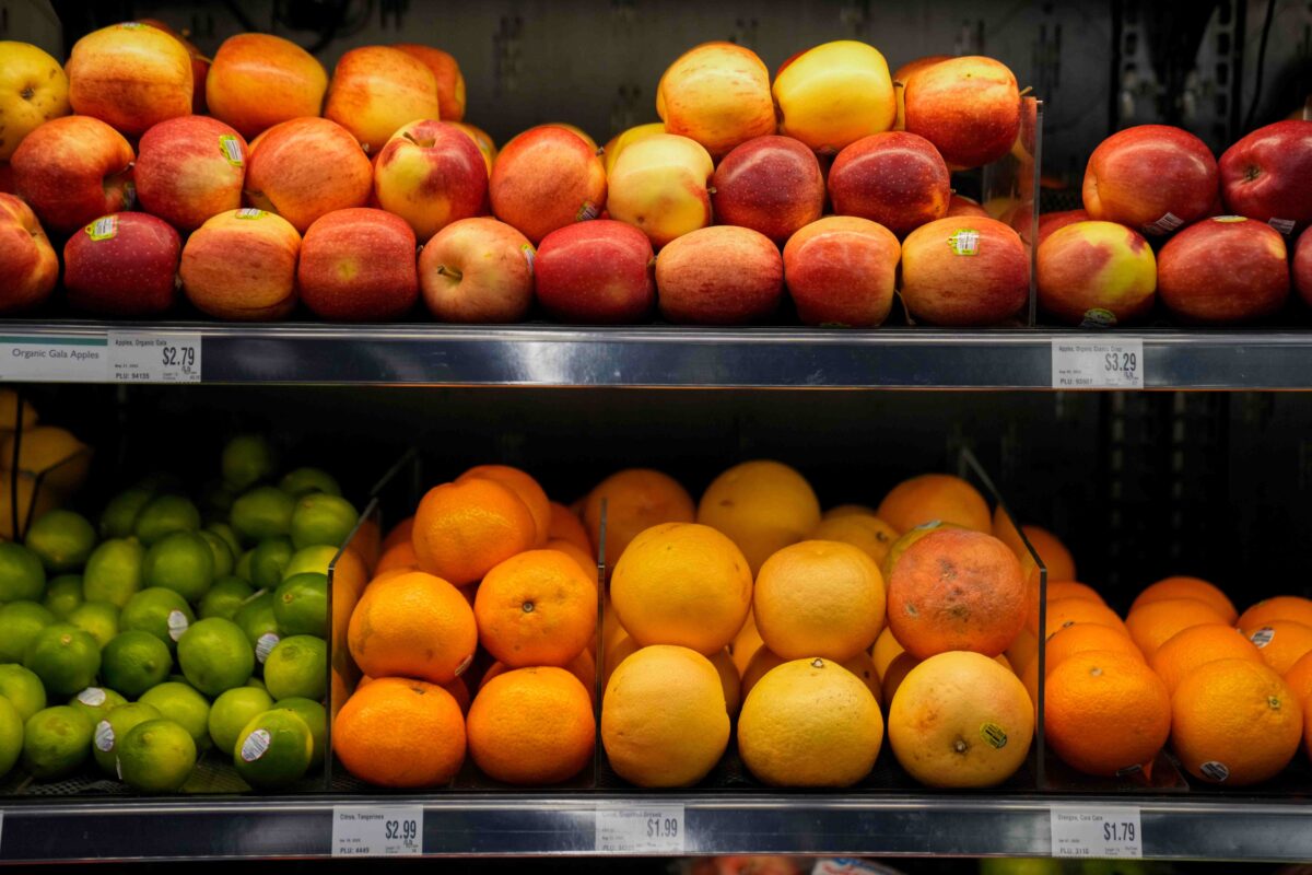 Produce on a shelf
