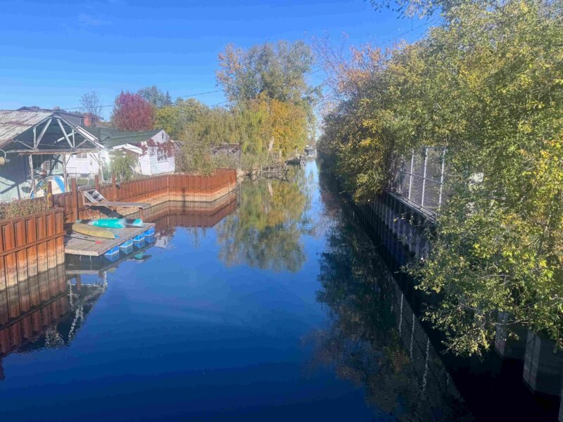 Seawalls along Fox Creek canal in Detroit’s Jefferson Chalmers neighborhood.