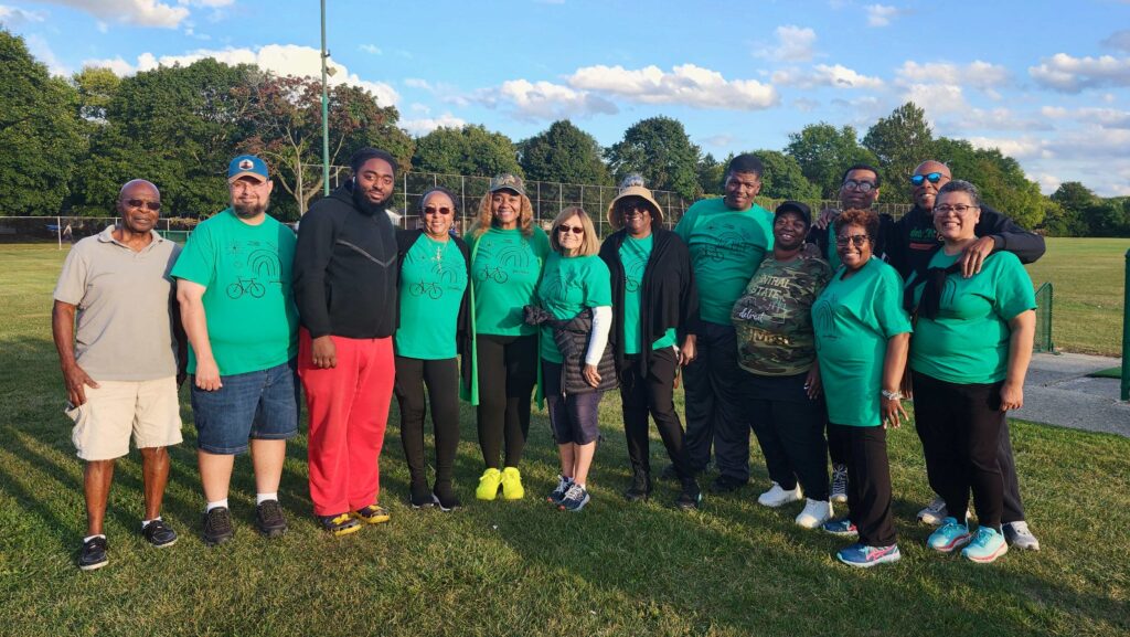 We Walk Detroit participants lined up at Rouge Park