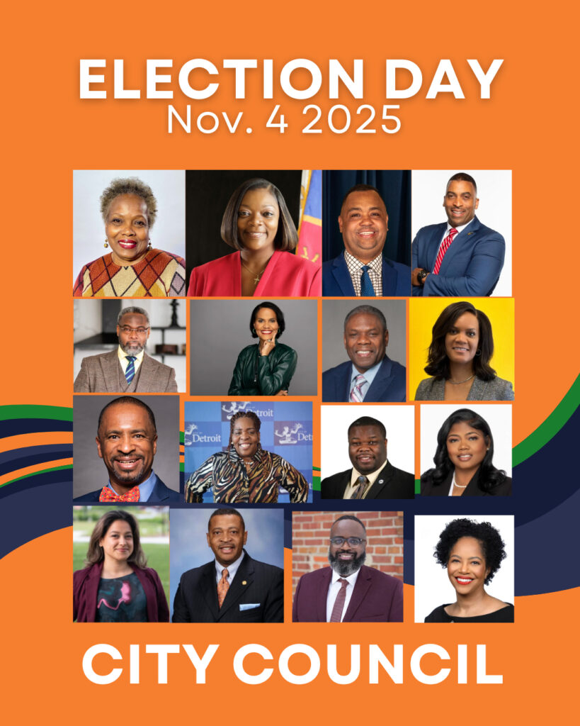 Headshots of Detroit City Council candidates.