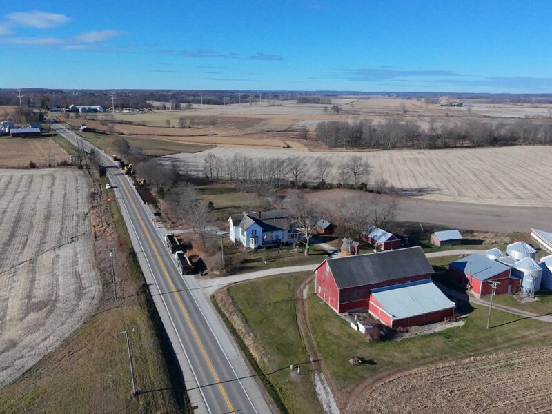 An aerial view of the Saline Township farm where a $7 billion data center is planned.