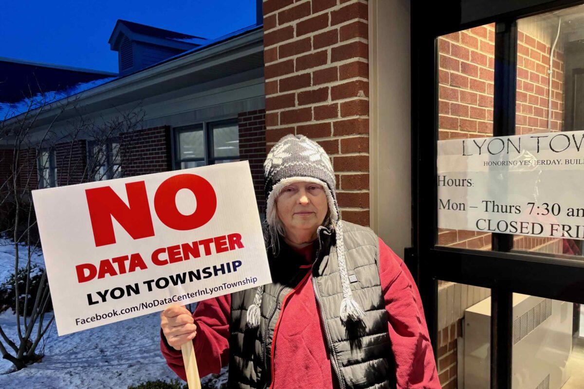 Lyon Township resident Nancy Hopkins outside a planning meeting.