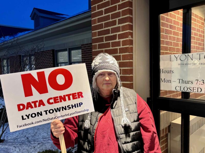 Lyon Township resident Nancy Hopkins outside a planning meeting.