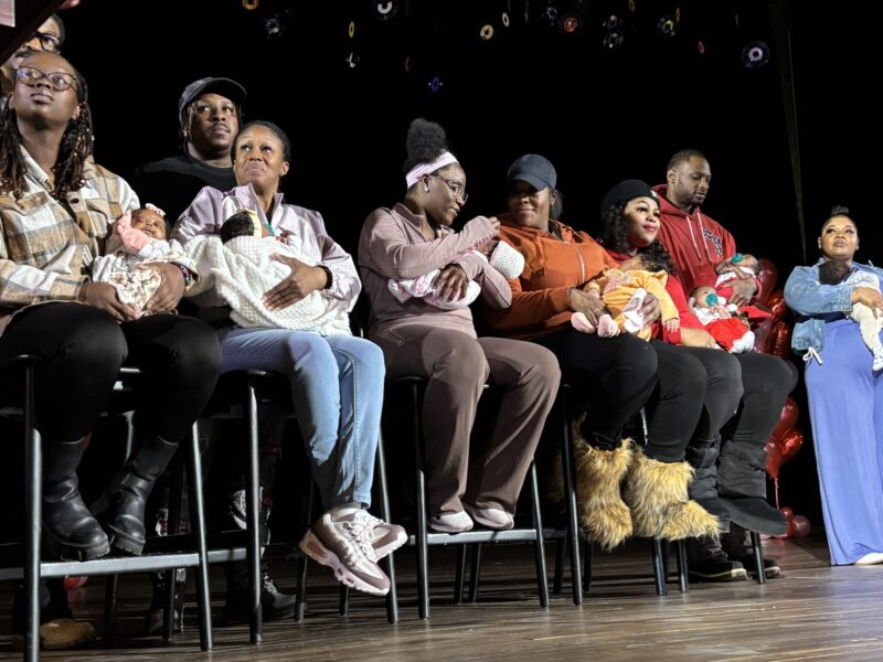 Several Detroit mothers who will benefit from Rx Kids sit on stage on Feb. 9 at the MSU Detroit Center.