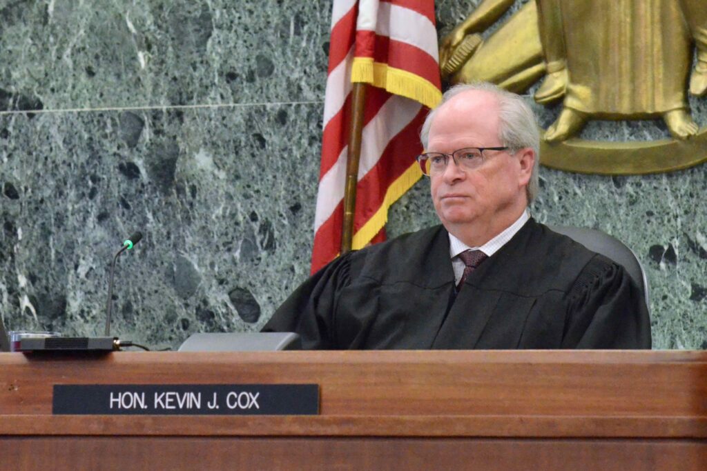 Wayne County Circuit Judge Kevin Cox at his bench.