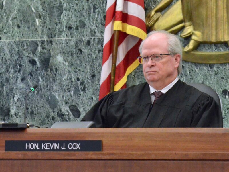 Wayne County Circuit Judge Kevin Cox at his bench.