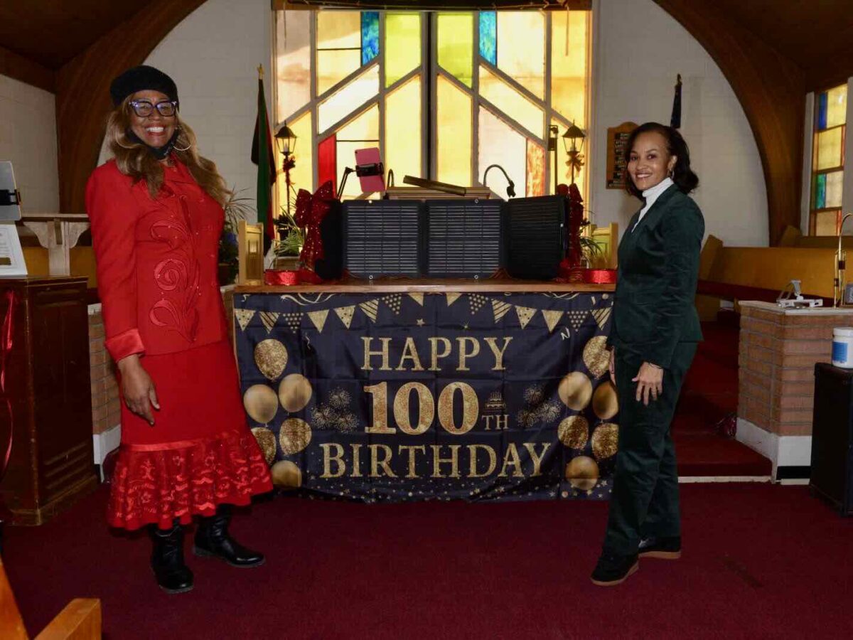 The Rev. Yvette Griffin of Pilgrim Baptist Church, left, and EcoWorks Executive Director Briana DuBose.