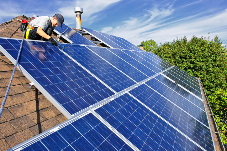 Rooftop solar panel installation