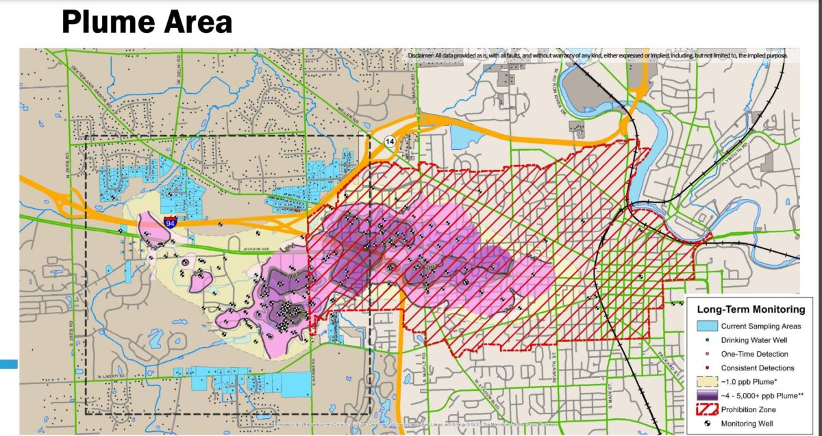 Map of Gelman plume in Ann Arbor.