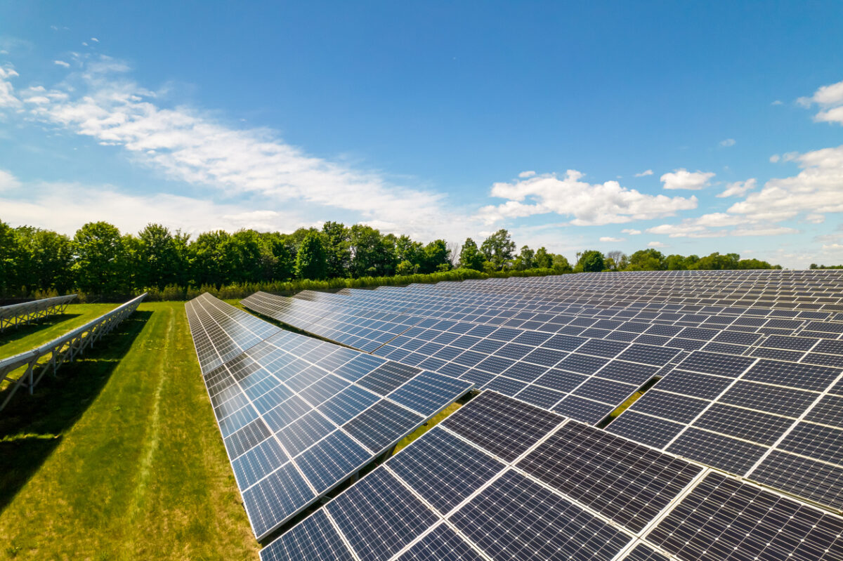 Solar panels in a field