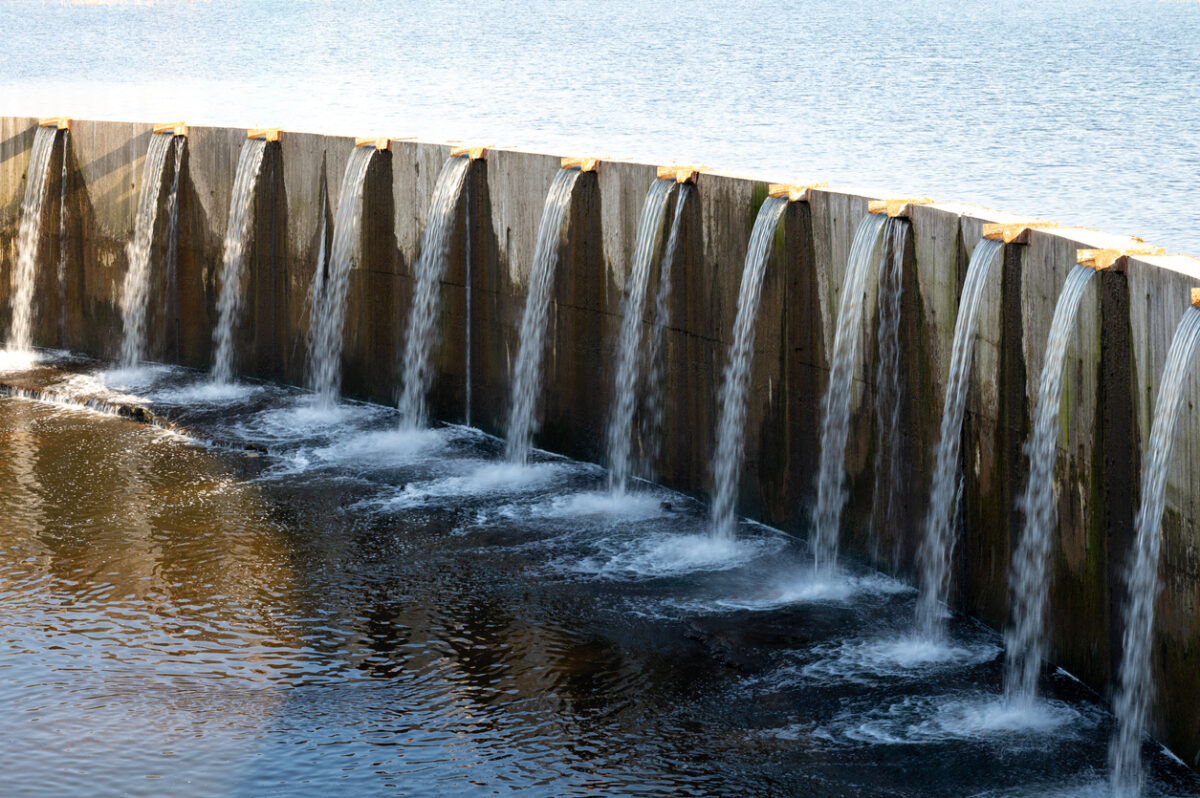 A close-up view of a dam