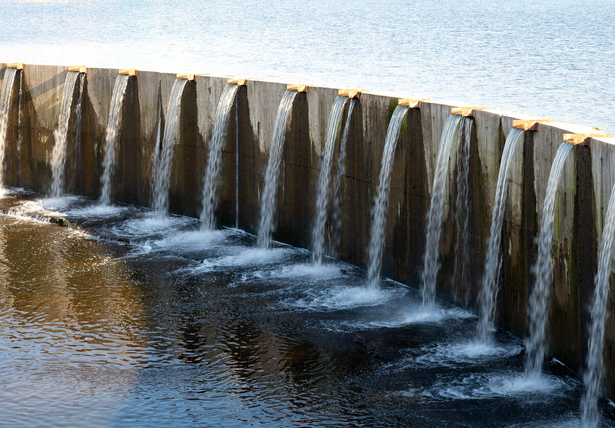A close-up view of a dam