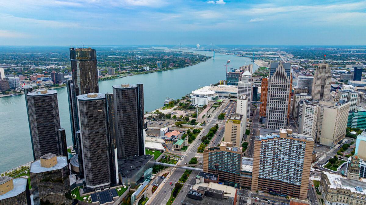 Detroit waterfront skyline