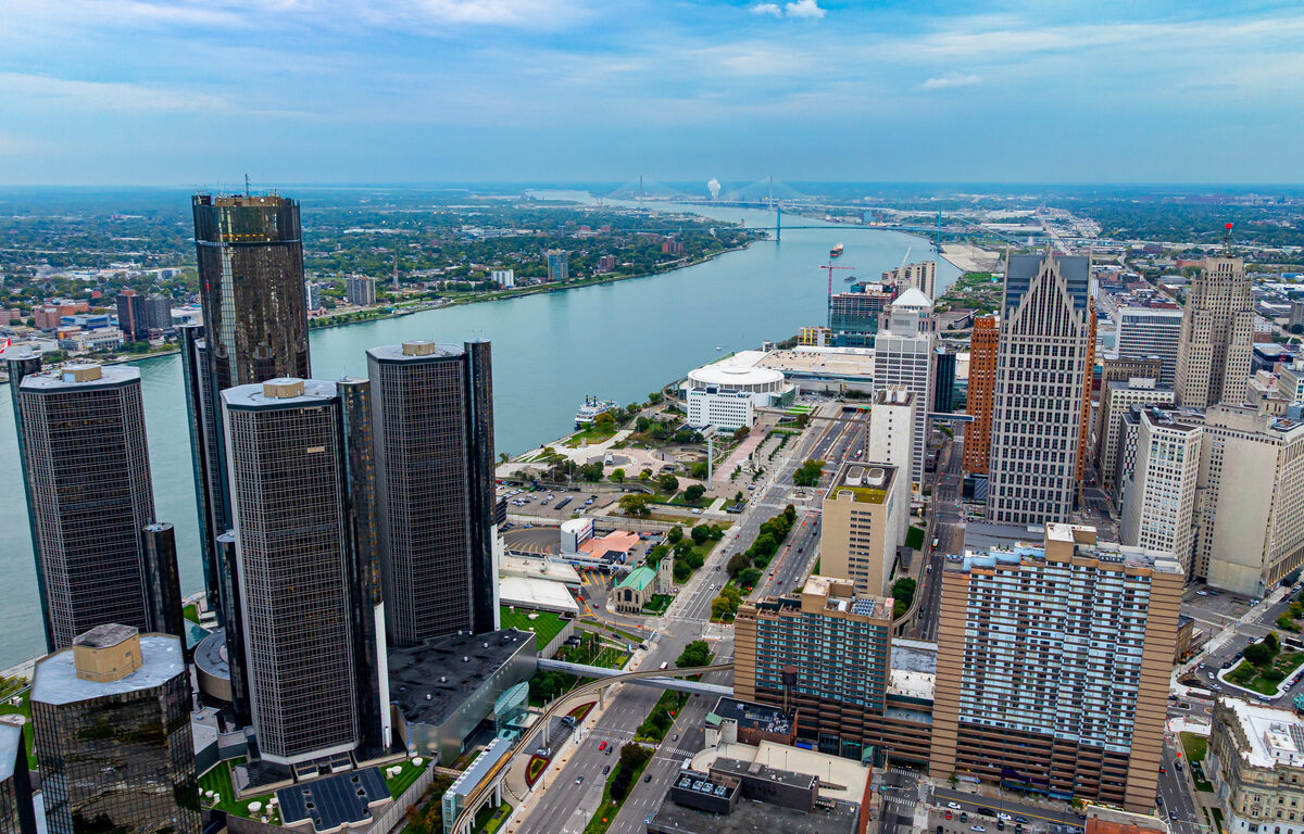 Detroit waterfront skyline