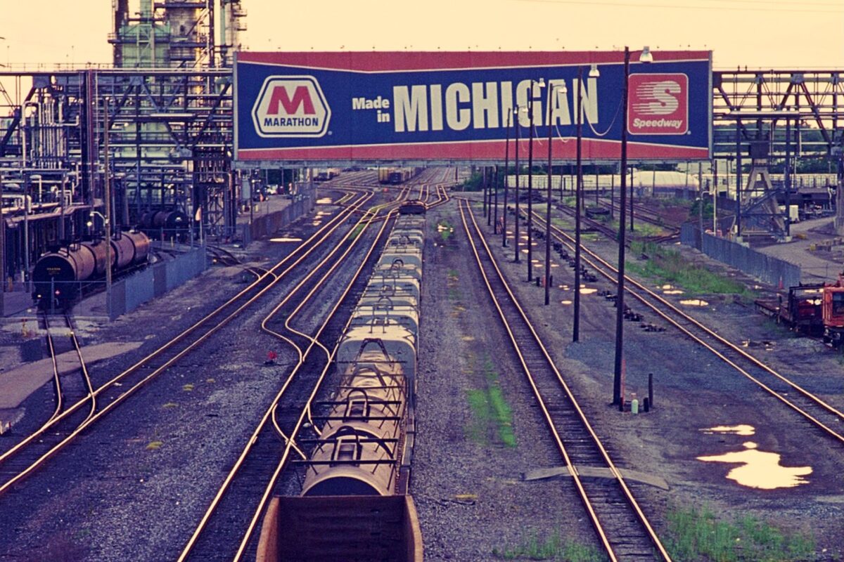 Railroad tracks at the Marathon Petroleum Detroit refinery.