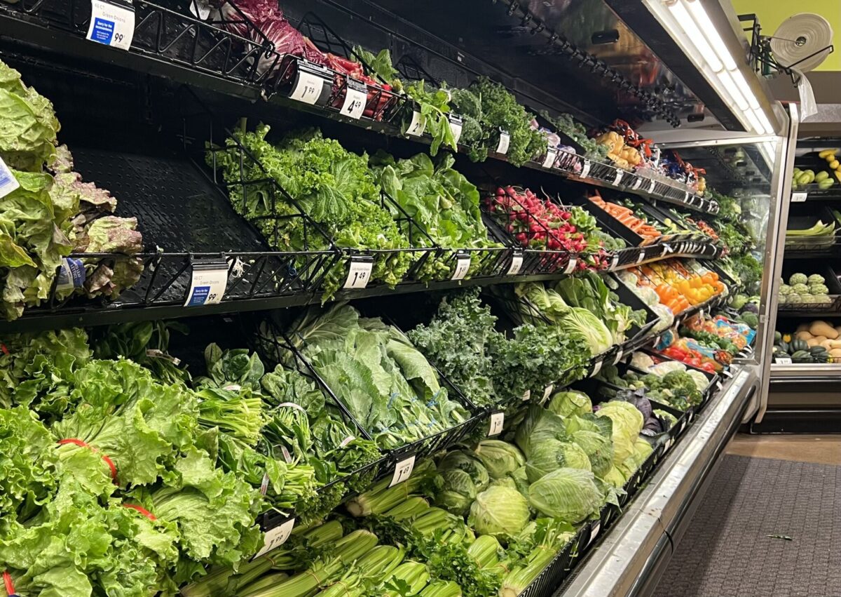 Vegetables, lettuce at grocery store