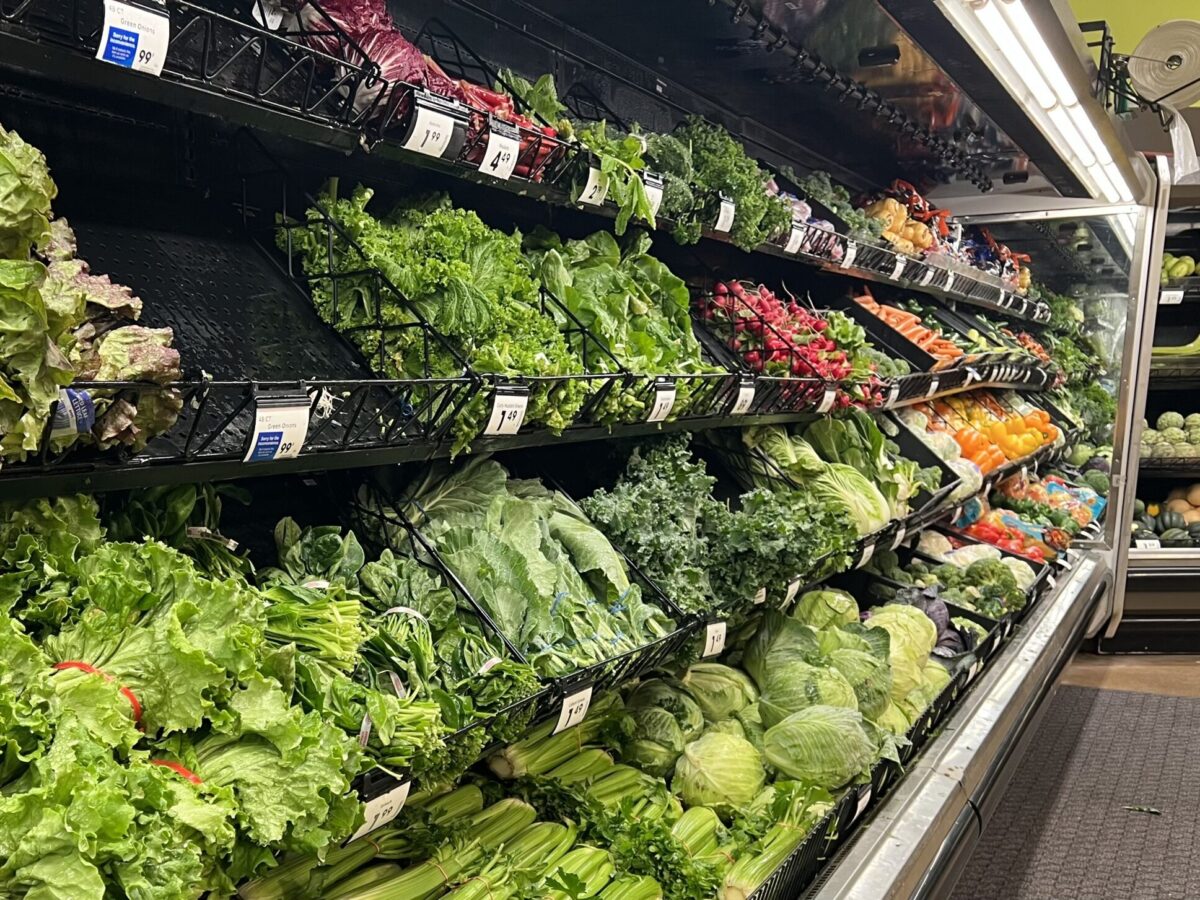 Vegetables, lettuce at grocery store
