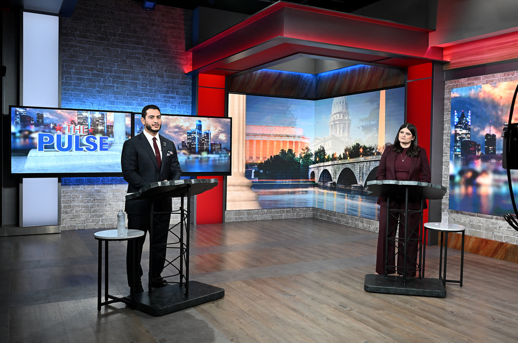 U.S. Senate candidates Abdul El-Sayed, left, and U.S. Rep. Haley Stevens