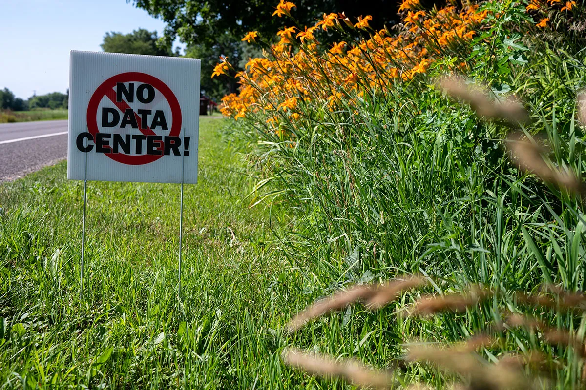 No Data Center sign