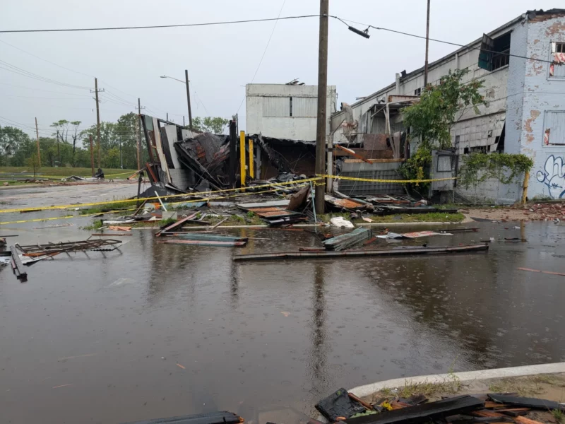 Tornado damage in Detroit's Islandview neighborhood.